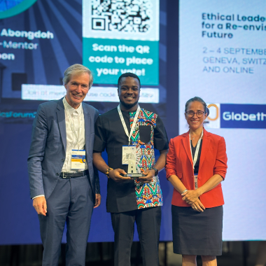Stanley Anigbogu with Dietrich Werner and Ariane Jaubert