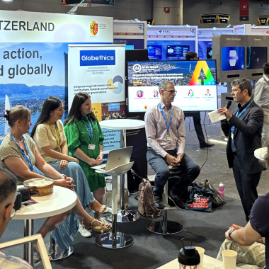panel on the booth exploring Geneva's role as a global centre for inclusive and ethical AI